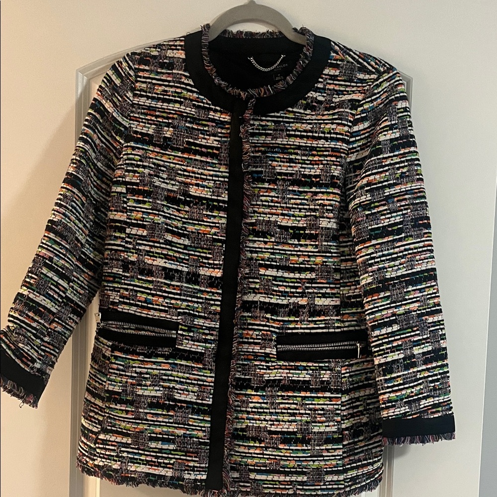 Ann Taylor Black Multicolor Tweed Blazer